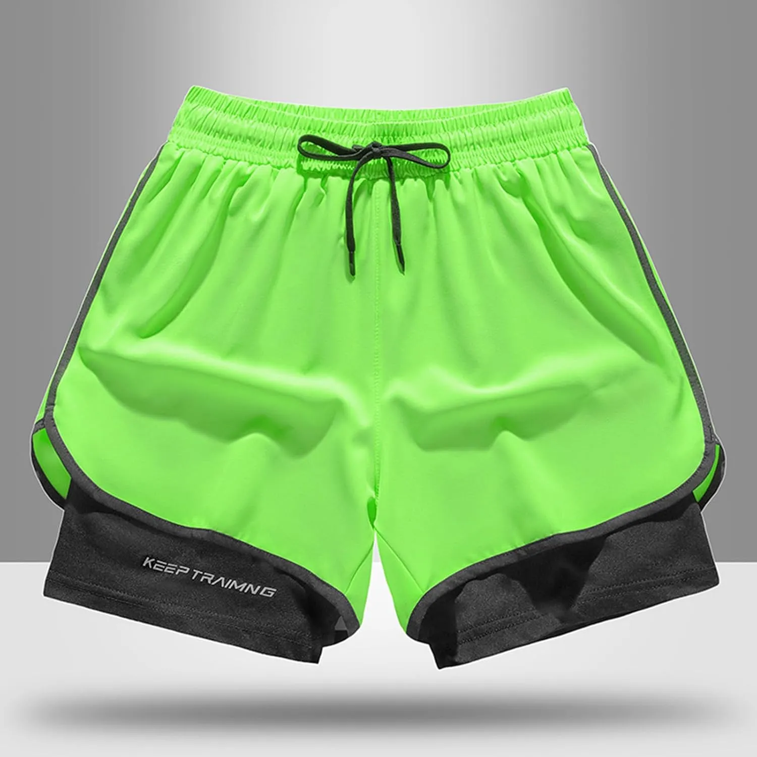 2 in 1 Gym Shorts Men Lightweight Mesh Quick Dry Basketball Shorts Performance Athletic Shorts with Compression Liner
