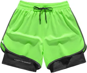 2 in 1 Gym Shorts Men Lightweight Mesh Quick Dry Basketball Shorts Performance Athletic Shorts with Compression Liner