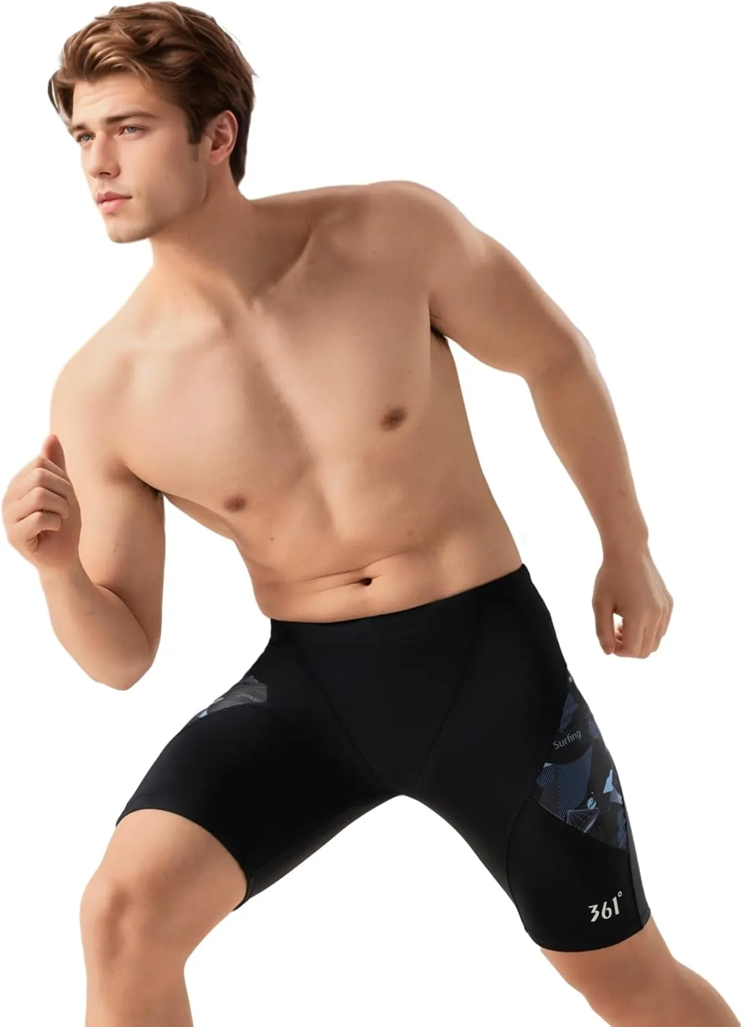 361?? Swim Jammers for Men, Pro Racing Training Swimsuit, Chlorine Resistant Endurance Mens Swim Suit Swimwear Tech Pant