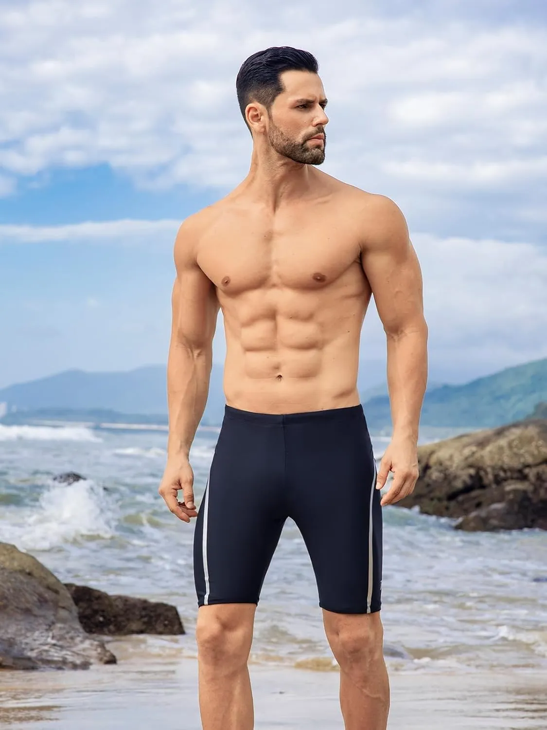 361?? Swim Jammers for Men, Pro Racing Training Swimsuit, Chlorine Resistant Endurance Mens Swim Suit Swimwear Tech Pant