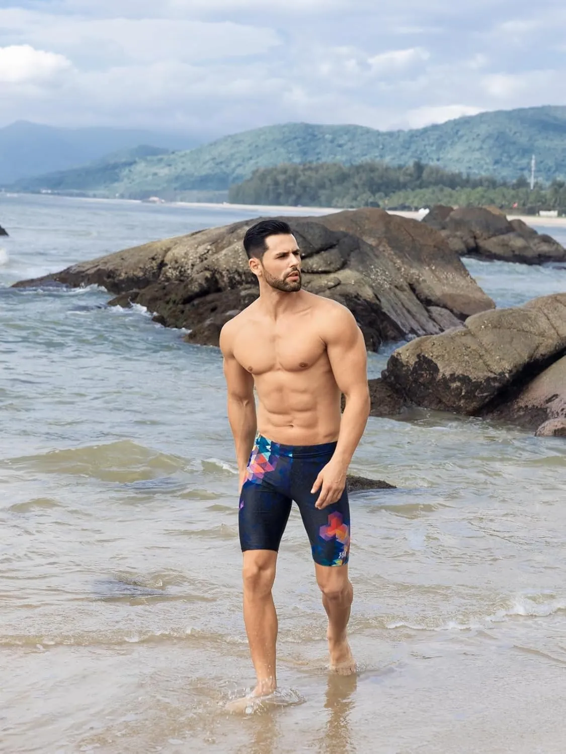 361?? Swim Jammers for Men, Pro Racing Training Swimsuit, Chlorine Resistant Endurance Mens Swim Suit Swimwear Tech Pant