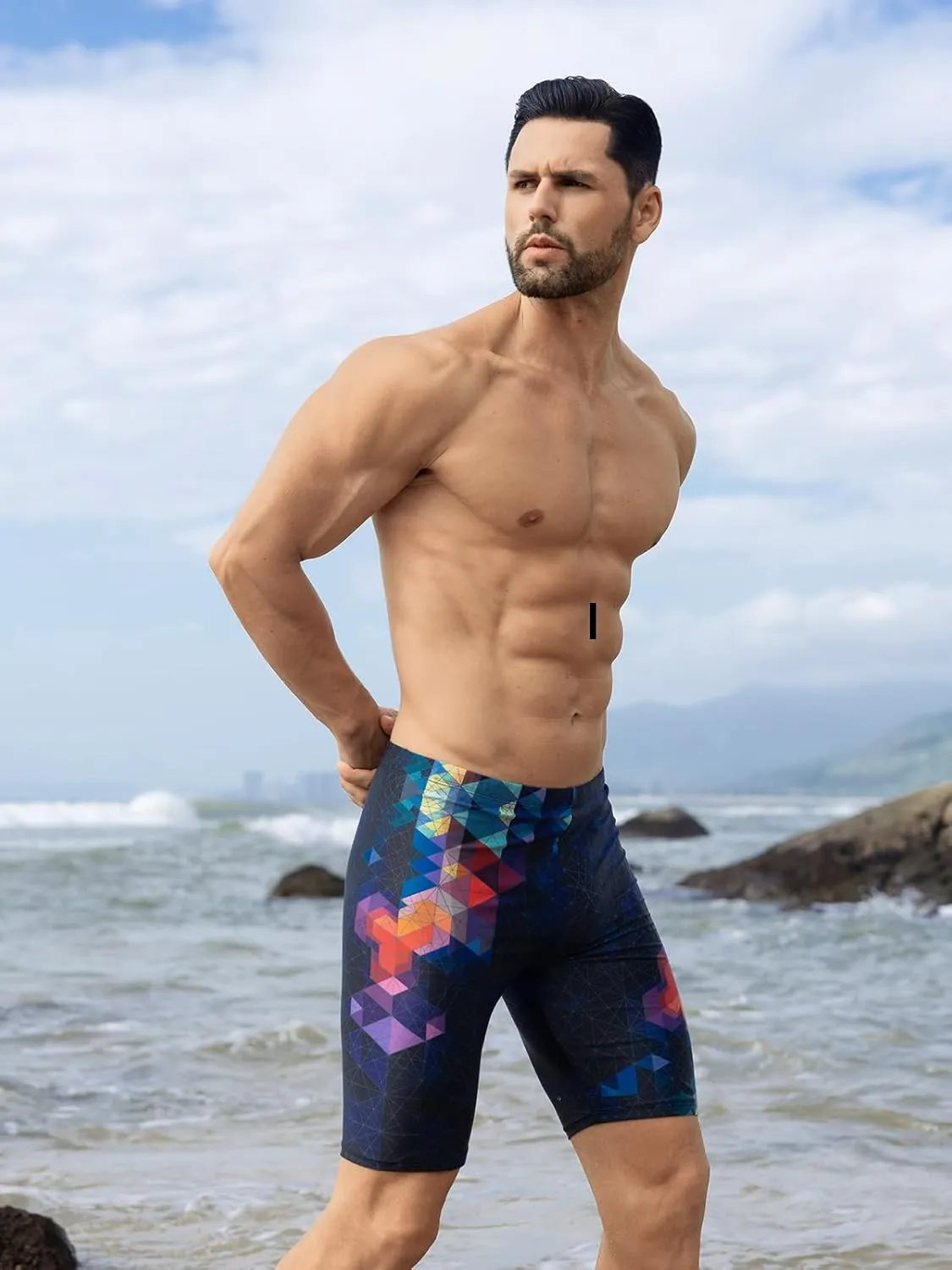 361?? Swim Jammers for Men, Pro Racing Training Swimsuit, Chlorine Resistant Endurance Mens Swim Suit Swimwear Tech Pant