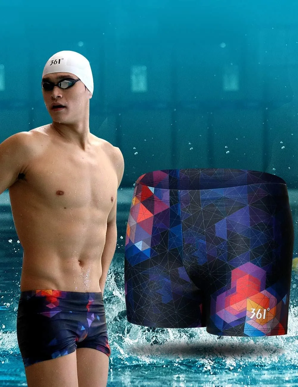 361o Jammers Swimsuit for Men, Competition Lap Swim Suit, Square Leg Endurance Training