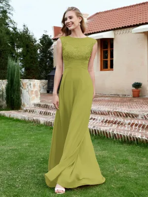 A-Line Chiffon Dress with Illusion Neckline Clover Plus Size