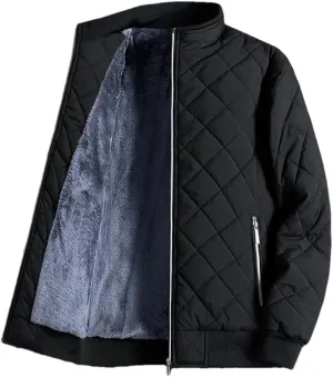 Adhdyuud Men's Cotton Padded Jackets Winter Thicken Warm Coats Lightweight Streetwear Quilted Jacket black XL