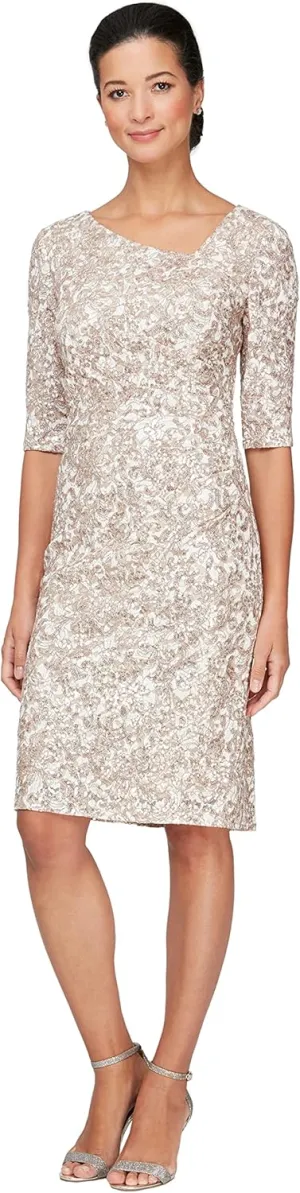 Alex Evenings Women's L Neck Knee Length Shift Dress