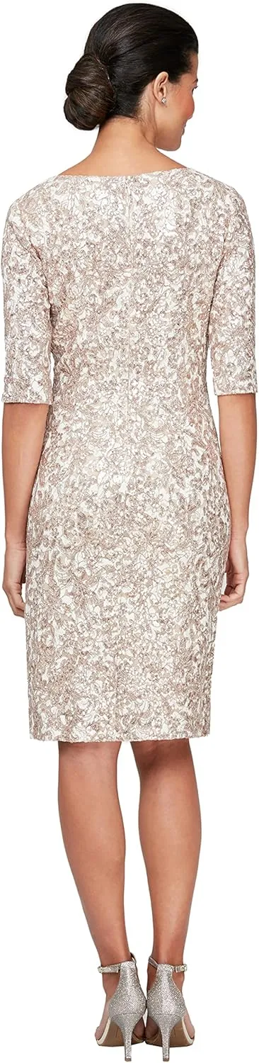 Alex Evenings Women's L Neck Knee Length Shift Dress
