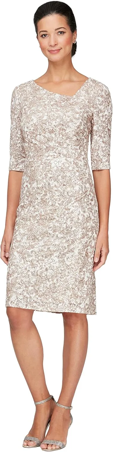 Alex Evenings Women's L Neck Knee Length Shift Dress