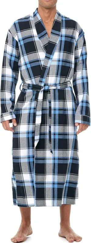 Alexander Del Rossa Men's Lightweight Flannel Robe, Soft Cotton