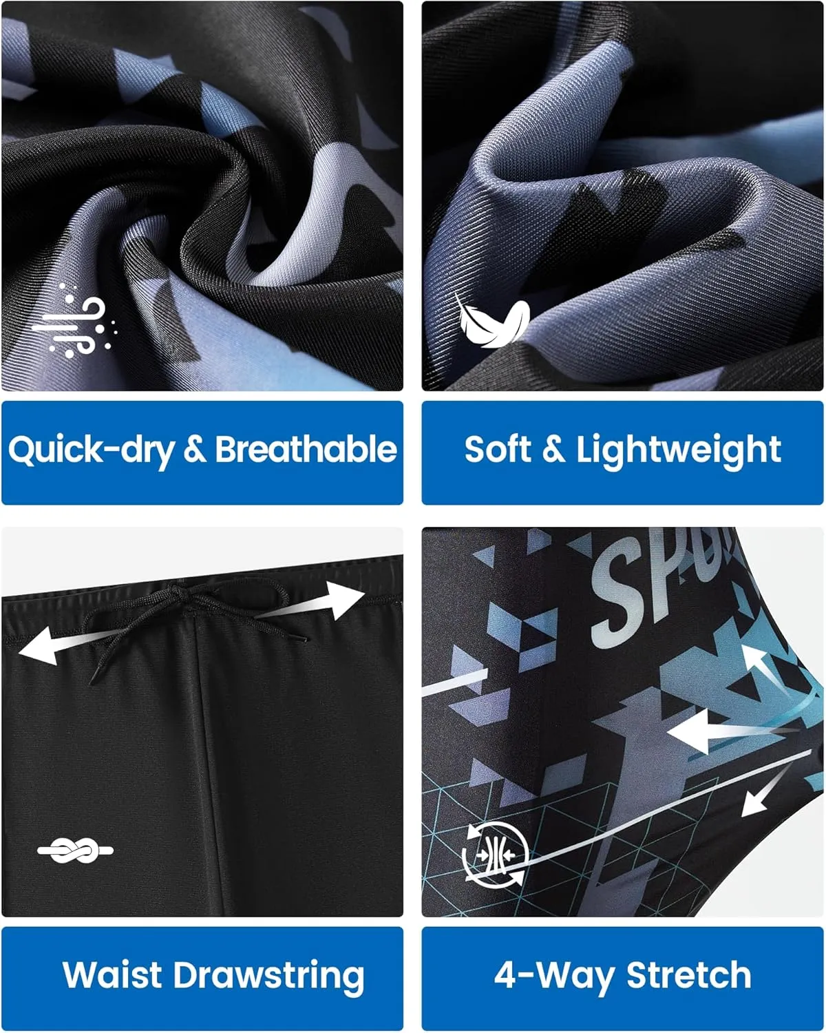 Angel season Swim Jammers for Men Athletic Compression Training Swimsuit Quick Dry Durable Chlorine Resistant Swim Shorts