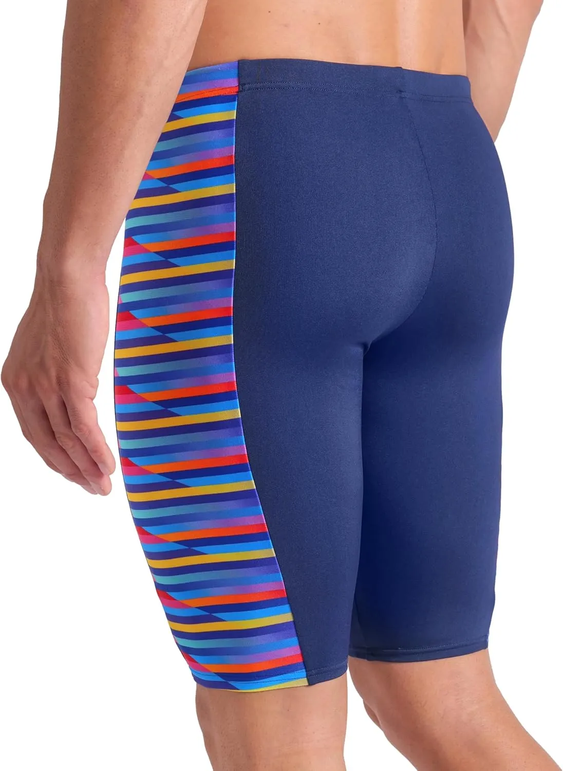 ARENA Men's Performance Racing Stripe Swim Jammer Knee-Length Training Bathing Suit