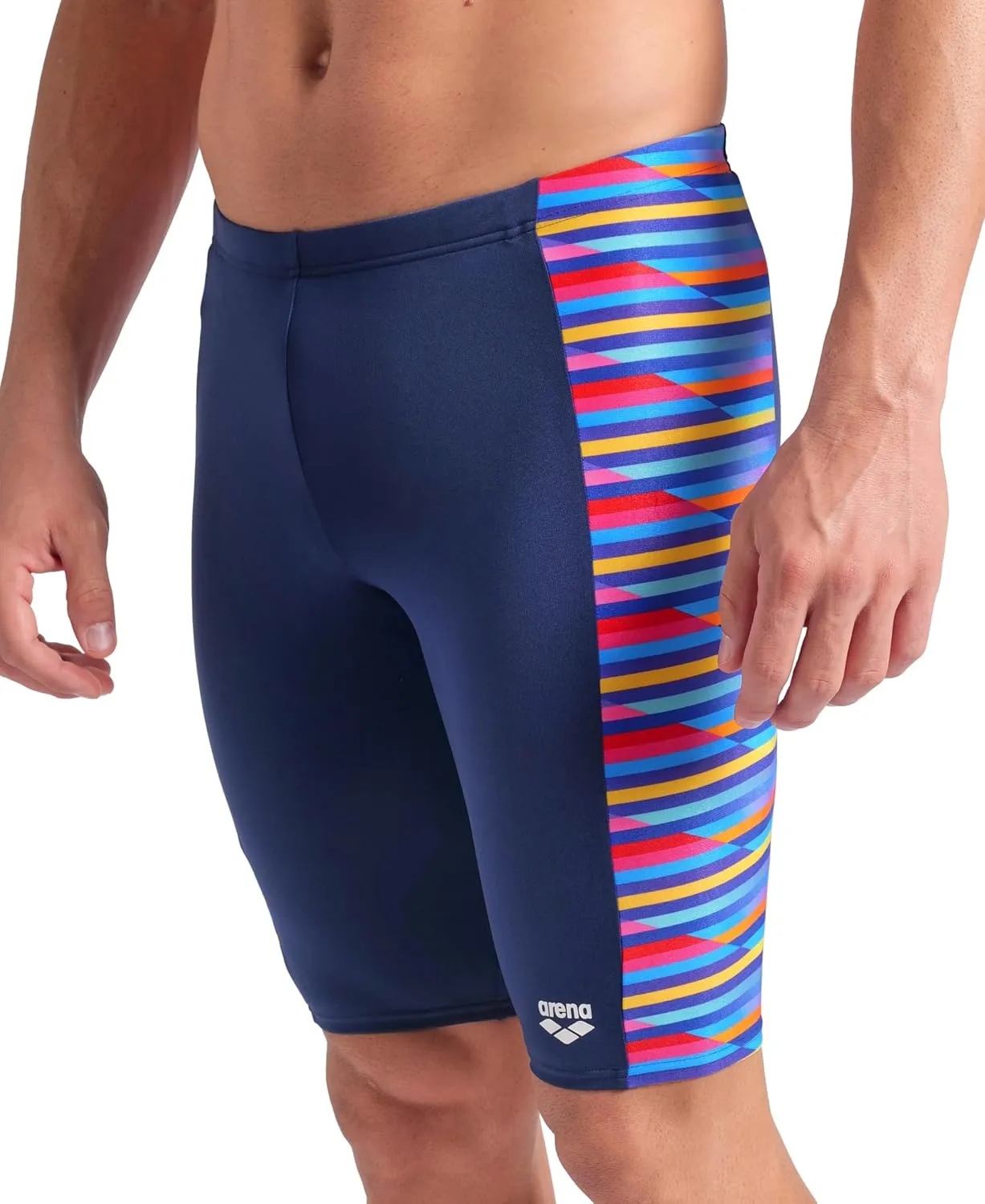 ARENA Men's Performance Racing Stripe Swim Jammer Knee-Length Training Bathing Suit