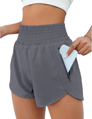 Athletic Shorts for Women Elastic High Waisted Shorts Running Workout Shorts Gym Elastic Workout Shorts Pocket