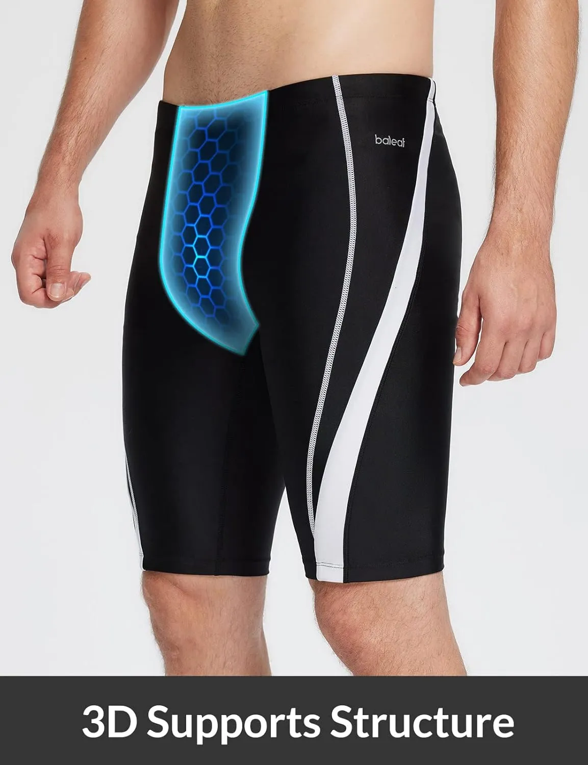 baleaf Men Swim Jammer Athletic Swimming Swimsuit Competition Training Team Swimwear Lap Racing Black