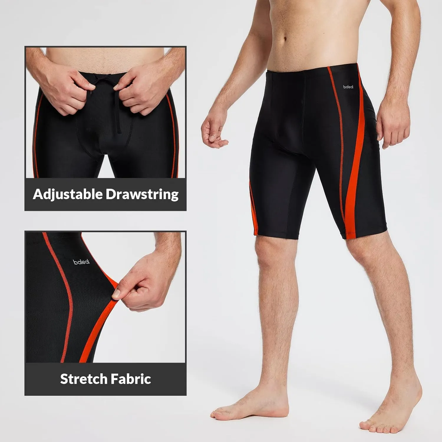 baleaf Men Swim Jammer Athletic Swimming Swimsuit Competition Training Team Swimwear Lap Racing Black