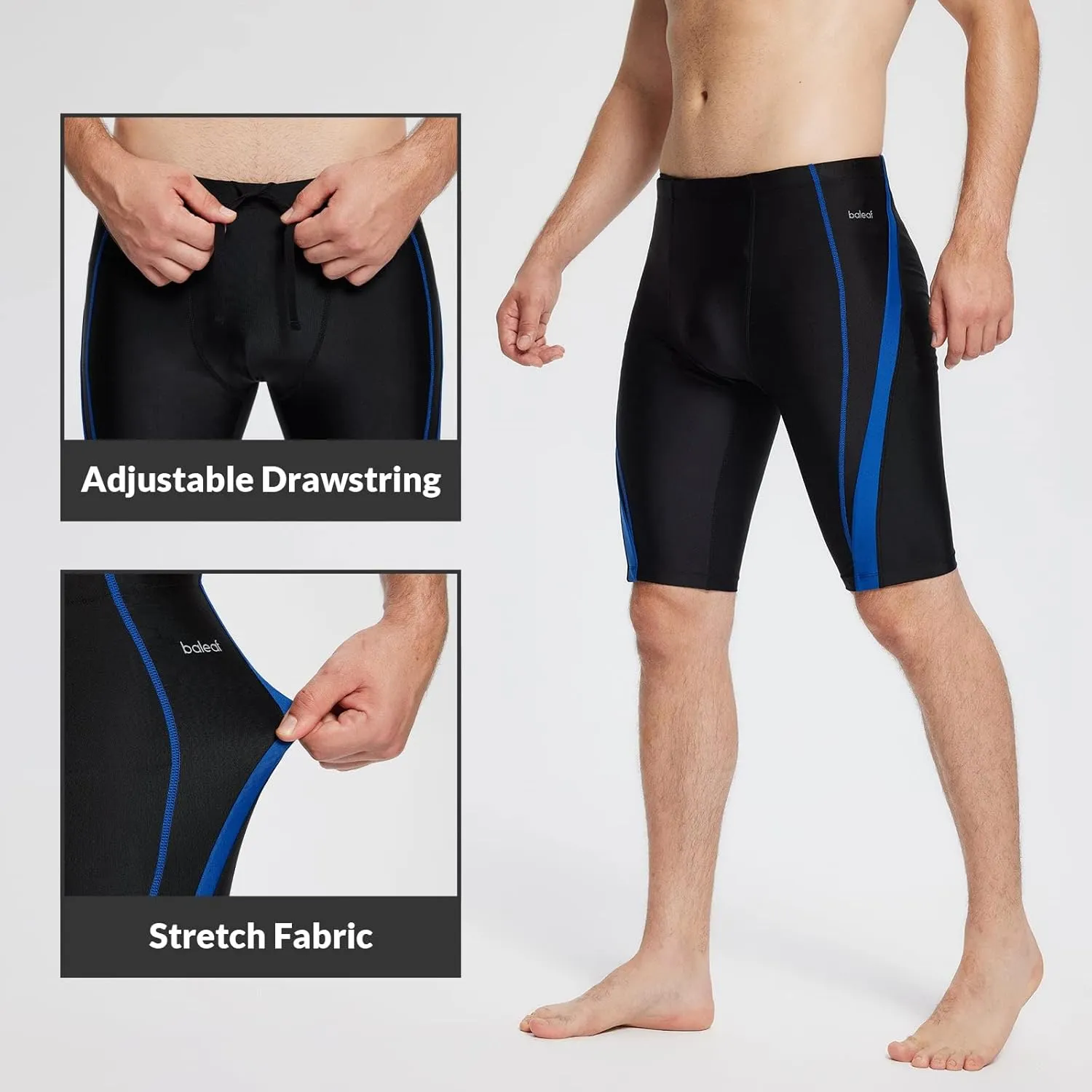 baleaf Men Swim Jammer Athletic Swimming Swimsuit Competition Training Team Swimwear Lap Racing Black