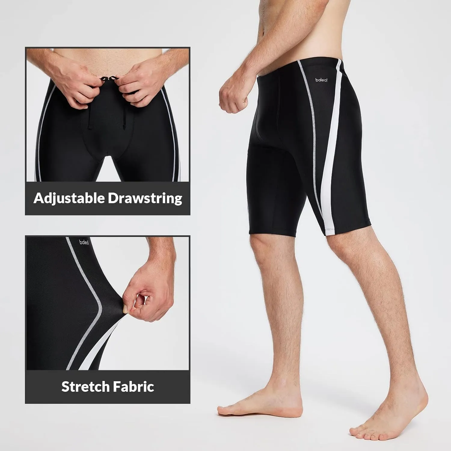 baleaf Men Swim Jammer Athletic Swimming Swimsuit Competition Training Team Swimwear Lap Racing Black