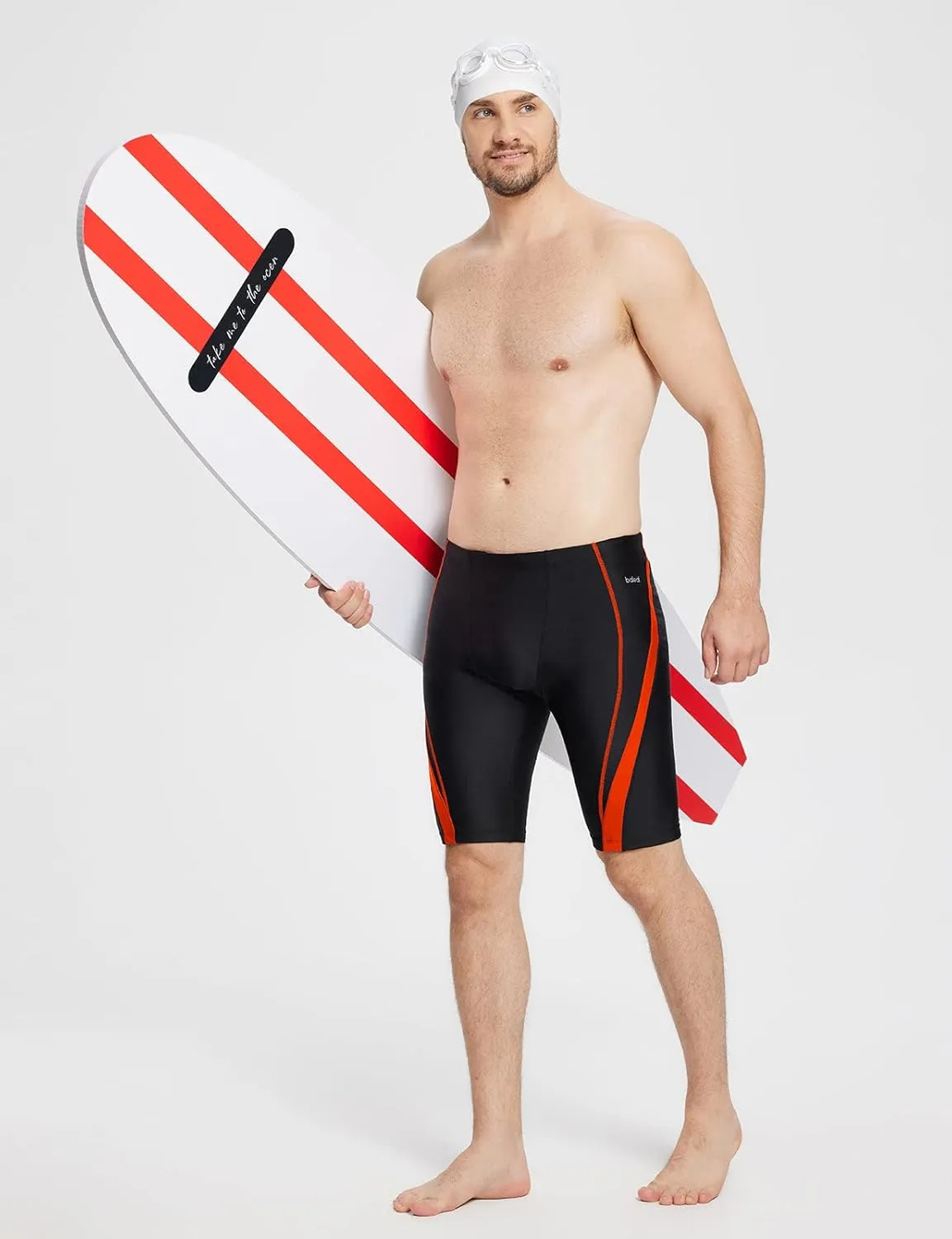 baleaf Men Swim Jammer Athletic Swimming Swimsuit Competition Training Team Swimwear Lap Racing Black