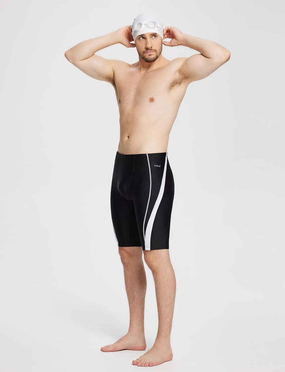 baleaf Men Swim Jammer Athletic Swimming Swimsuit Competition Training Team Swimwear Lap Racing Black