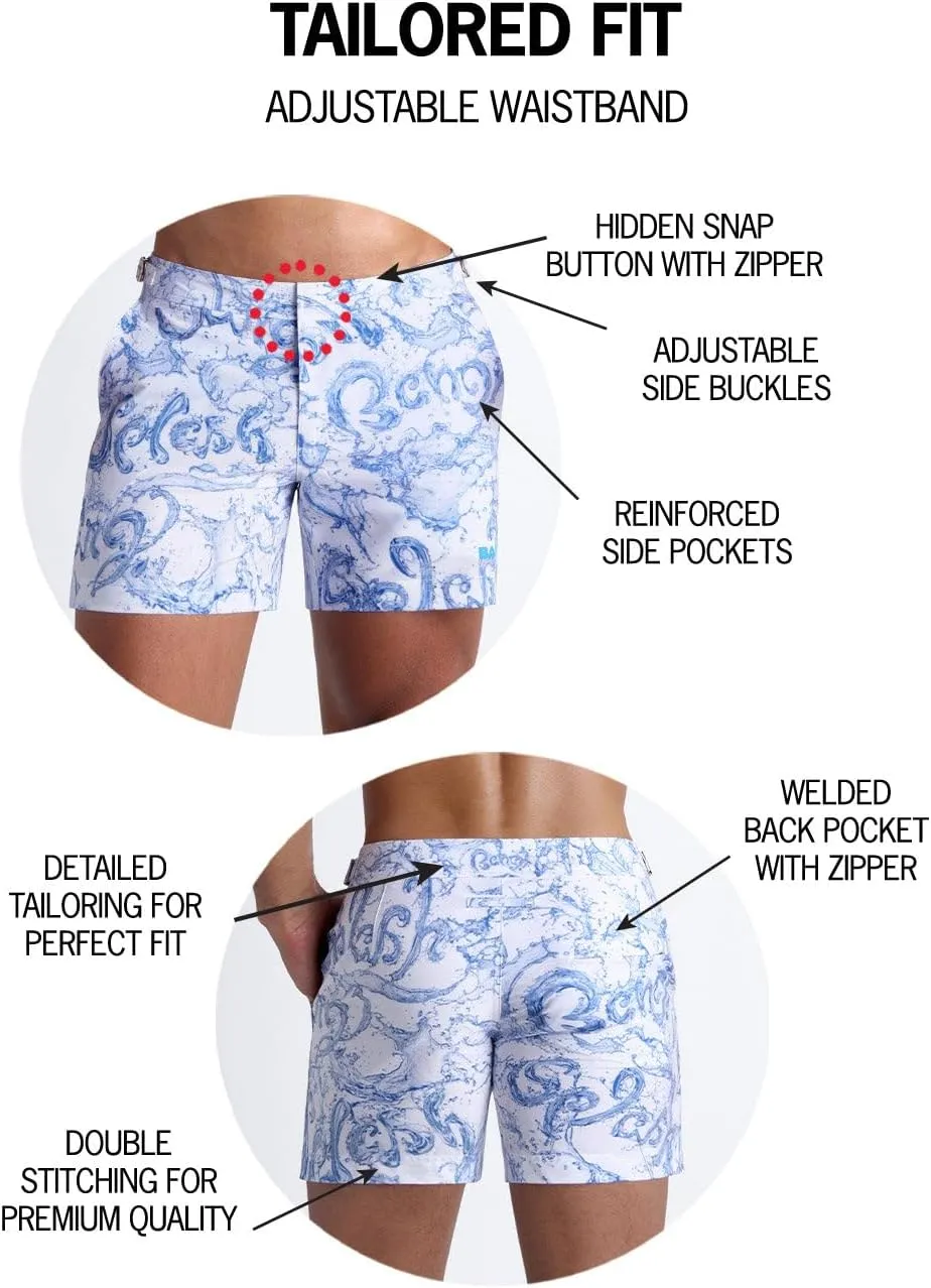 Bang Men's Swimwear - Tailored Shorts - Adjustable Waistband Stretch Quick Dry Swimsuit