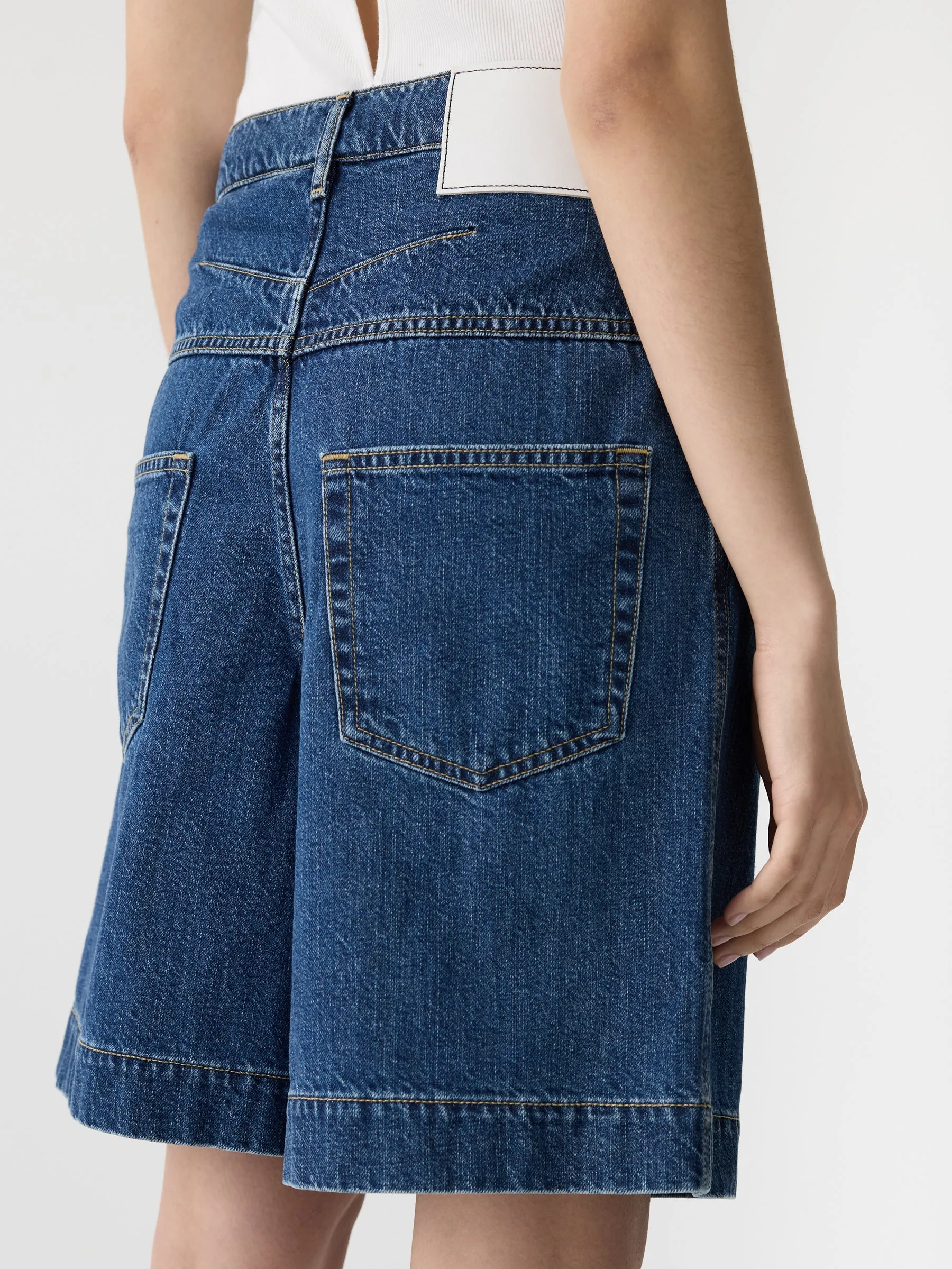 Bassike Denim Bermuda Short in Bright Indigo
