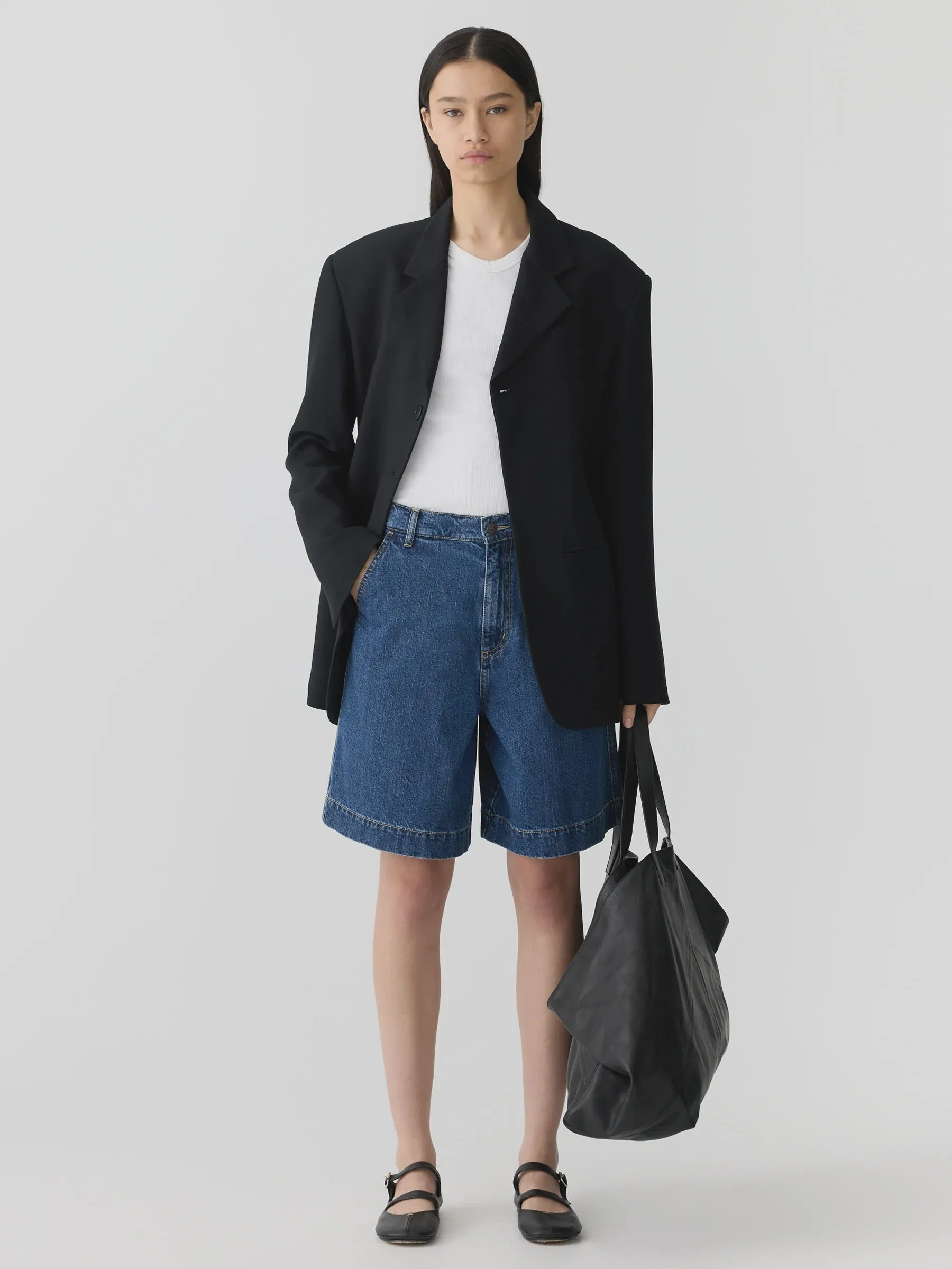 Bassike Denim Bermuda Short in Bright Indigo