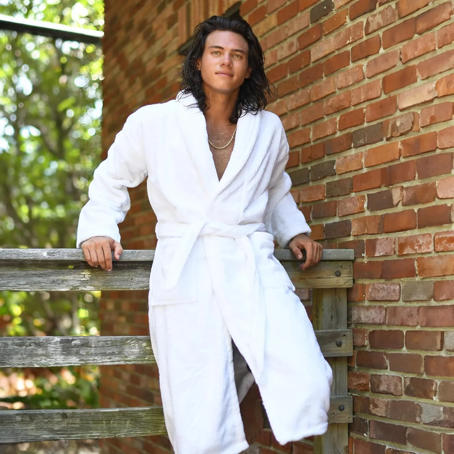 Bath Robe, Unisex Terry Turkish Cotton Bathrobe 100% Cotton, Hotel Quality, Highly Absorbent, White