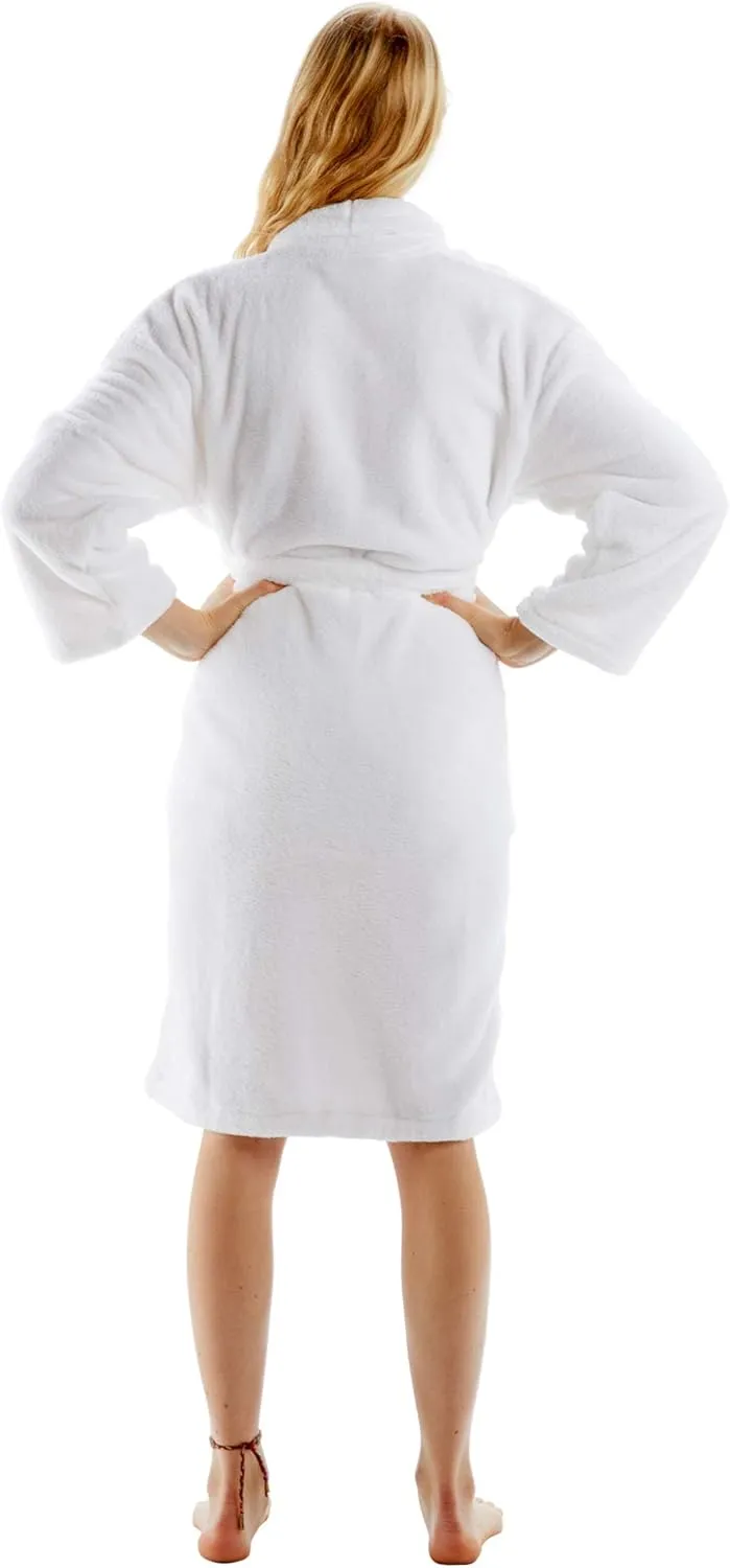 BC BARE COTTON Women's Robe Microfiber Plush Fleece Bathrobe