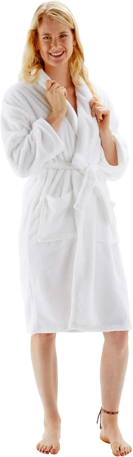 BC BARE COTTON Women's Robe Microfiber Plush Fleece Bathrobe