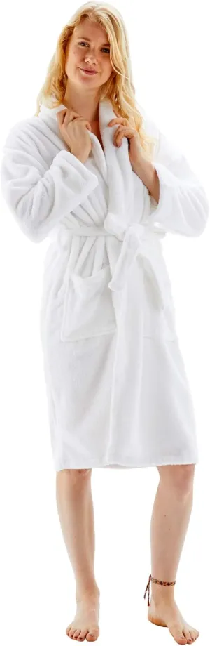 BC BARE COTTON Women's Robe Microfiber Plush Fleece Bathrobe