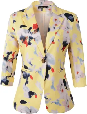 Beninos Womens 3/4 Sleeve Lightweight Office Work Suit Jacket Blazer
