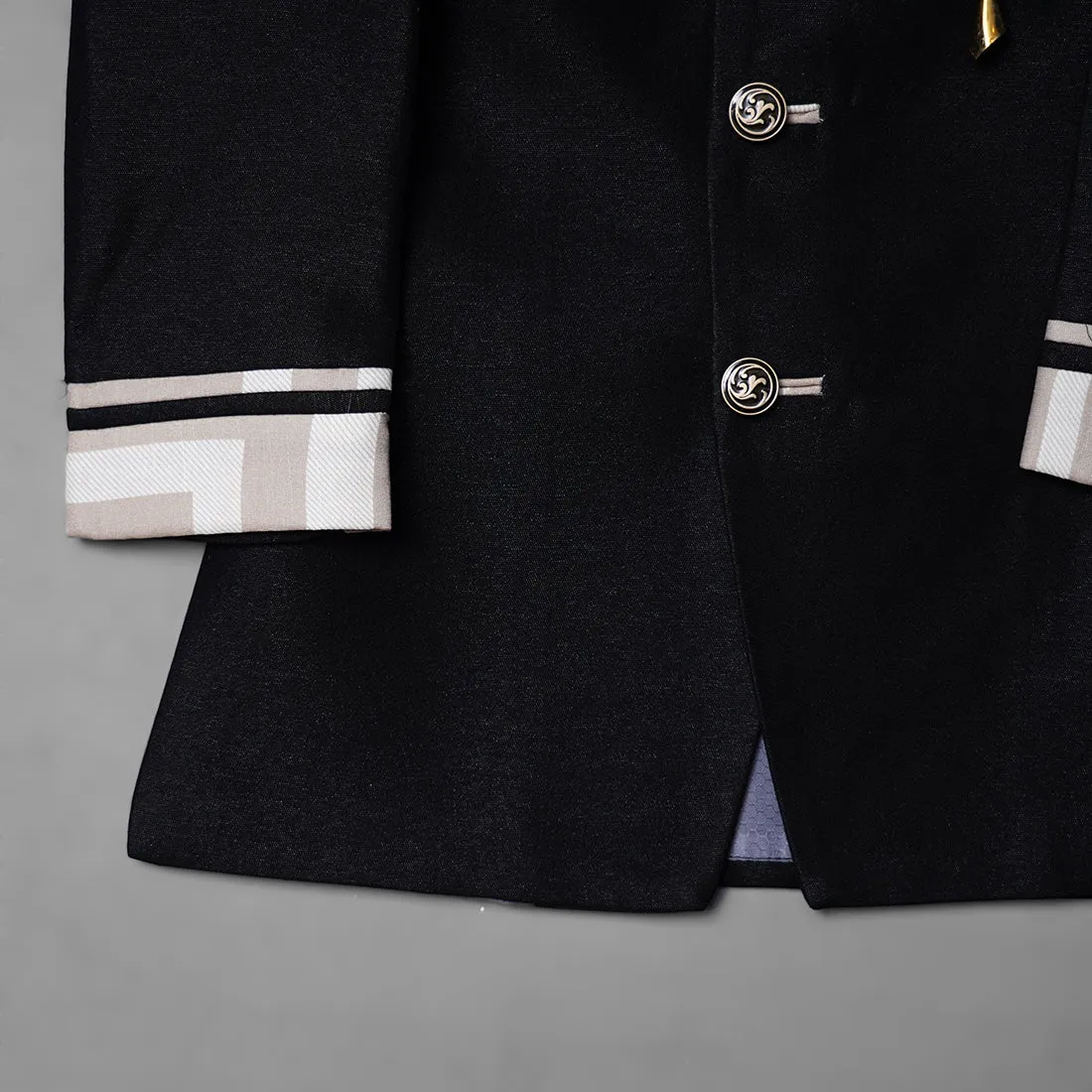 Black & Fawn Jodhpuri Suit for Boys with Dhoti
