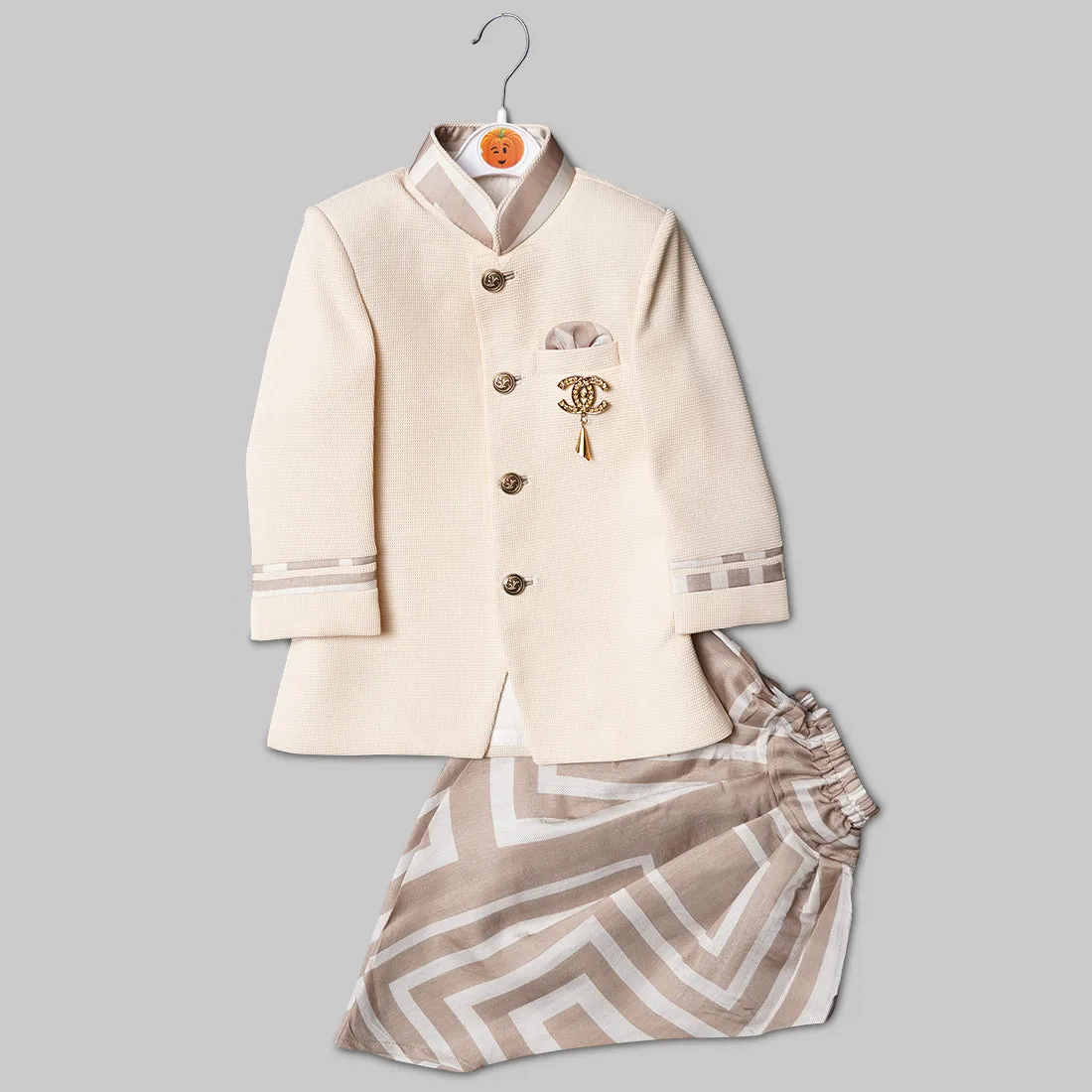 Black & Fawn Jodhpuri Suit for Boys with Dhoti