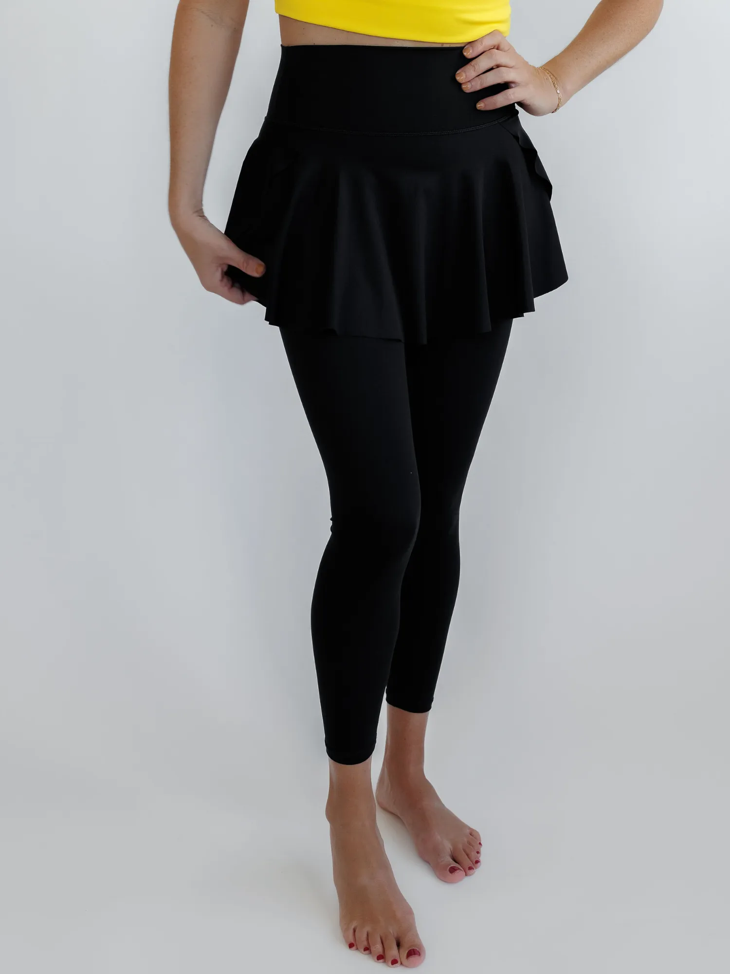 Black "Giselle" Twirl Skirted Leggings