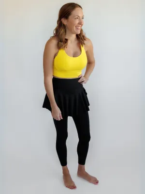 Black "Giselle" Twirl Skirted Leggings