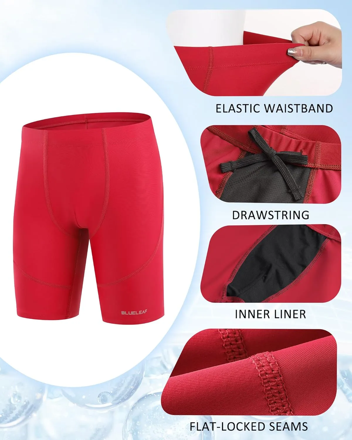 Blueleaf Boys' Swim Jammers Youth Competitive Swim Racing Team Swimsuits Athletic Quick Dry Swimming Shorts UPF 50 