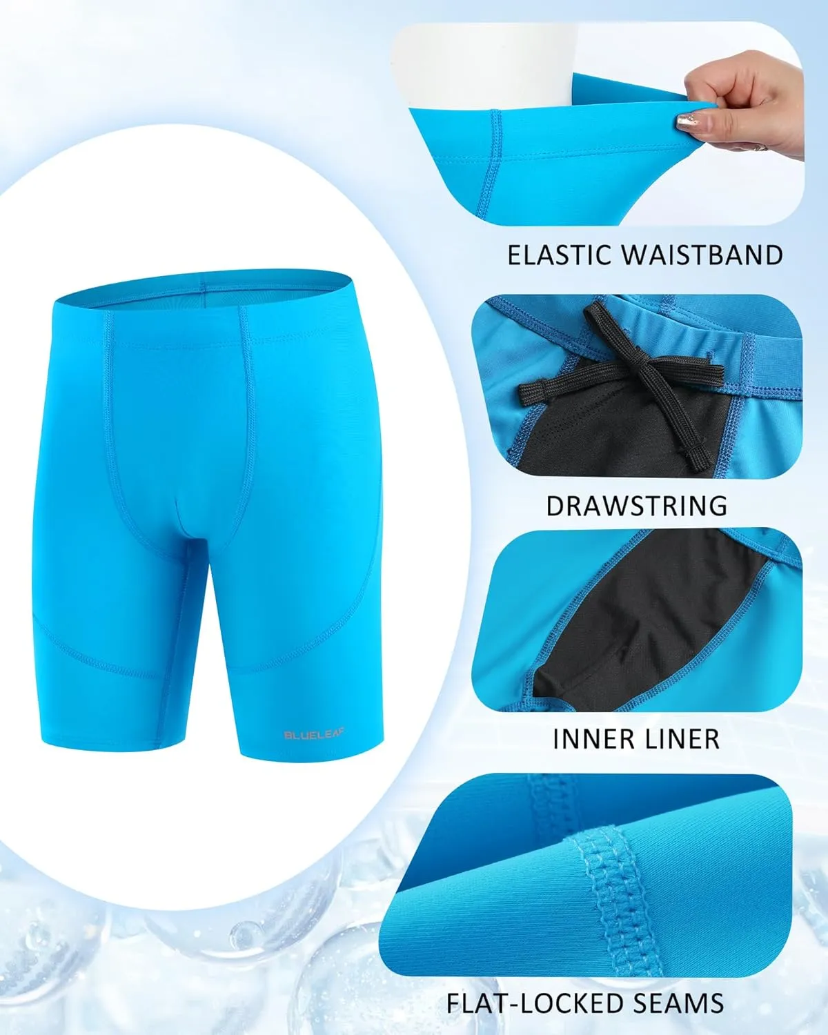 Blueleaf Boys' Swim Jammers Youth Competitive Swim Racing Team Swimsuits Athletic Quick Dry Swimming Shorts UPF 50 