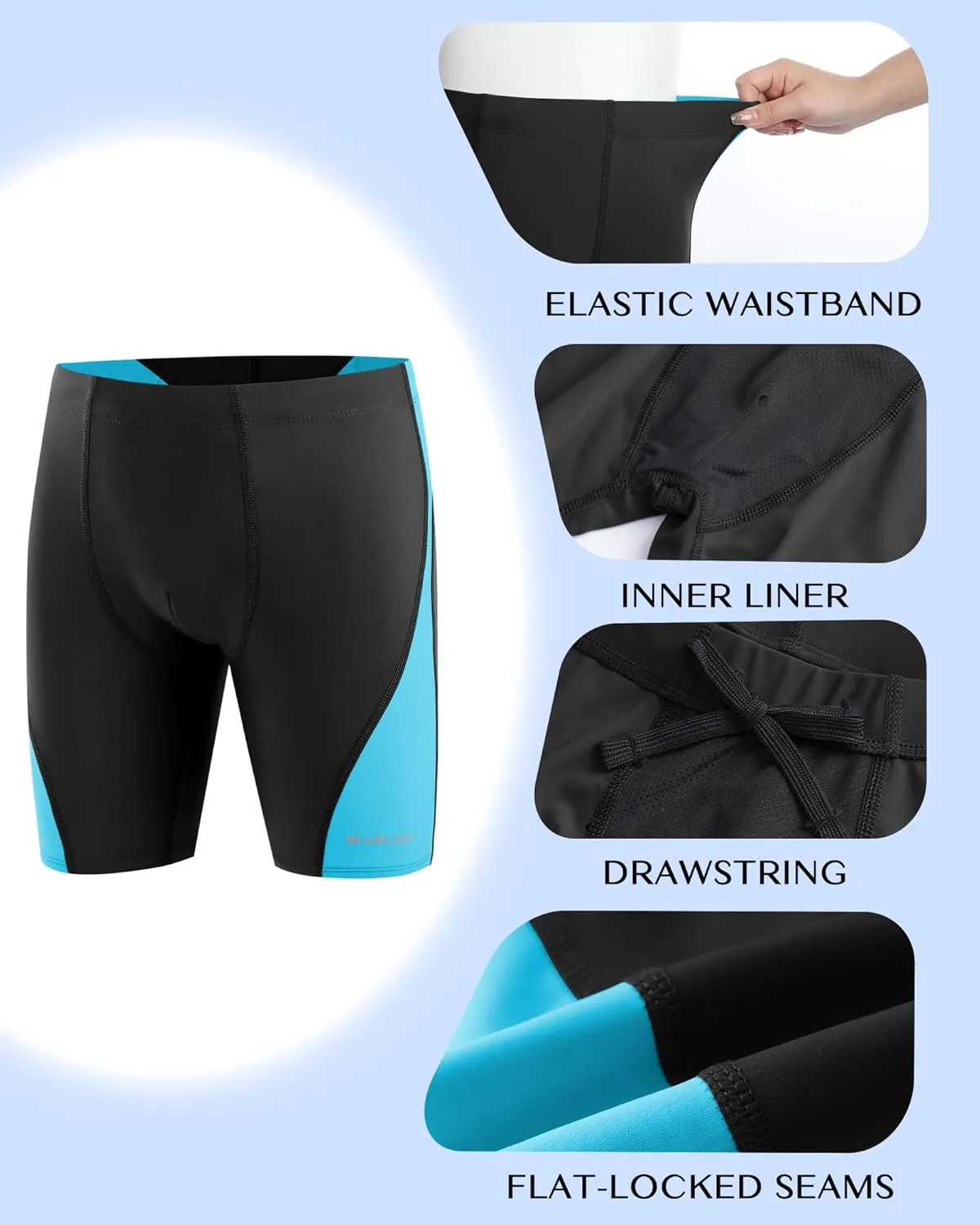 Blueleaf Boys' Swim Jammers Youth Competitive Swim Racing Team Swimsuits Athletic Quick Dry Swimming Shorts UPF 50 