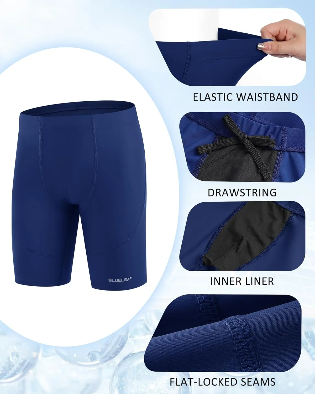 Blueleaf Boys' Swim Jammers Youth Competitive Swim Racing Team Swimsuits Athletic Quick Dry Swimming Shorts UPF 50 