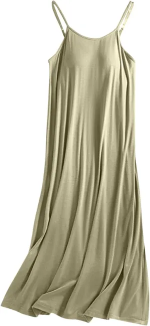 Built in Bra Nightgown Dress for Women Sleeveless Nightdress Sexy Slip Night Gown Comfy Pajamas Soft Nightwear