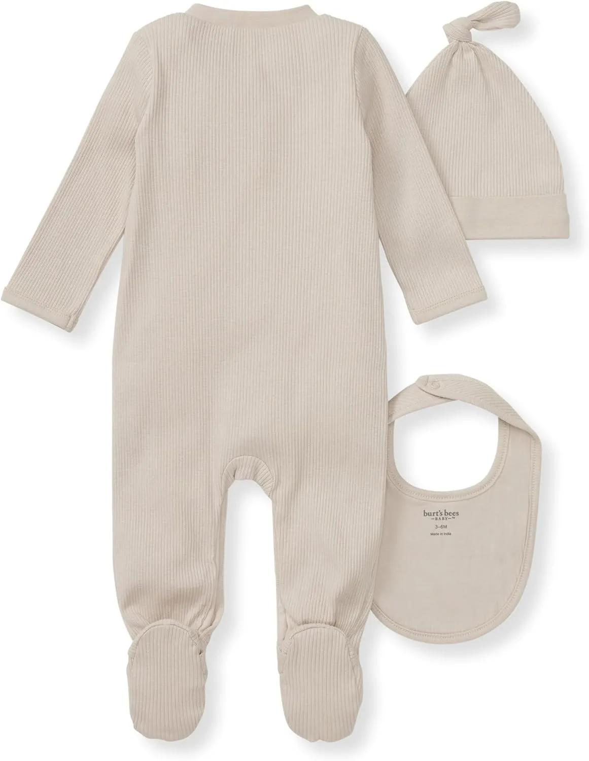 Burt's Bees Baby Unisex Baby Jumpsuit Set, 100% Organic Cotton 3-Piece Gift Outfit Coverall with Matching Hat and Bib