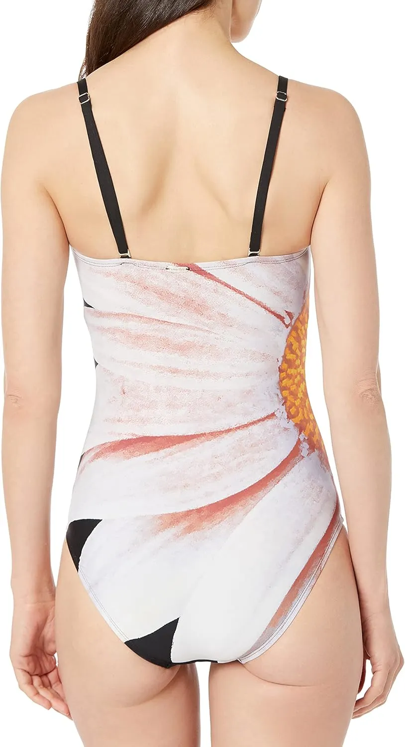 Calvin Klein Women's Classic Bandeau One Piece Swimsuit with Tummy Control