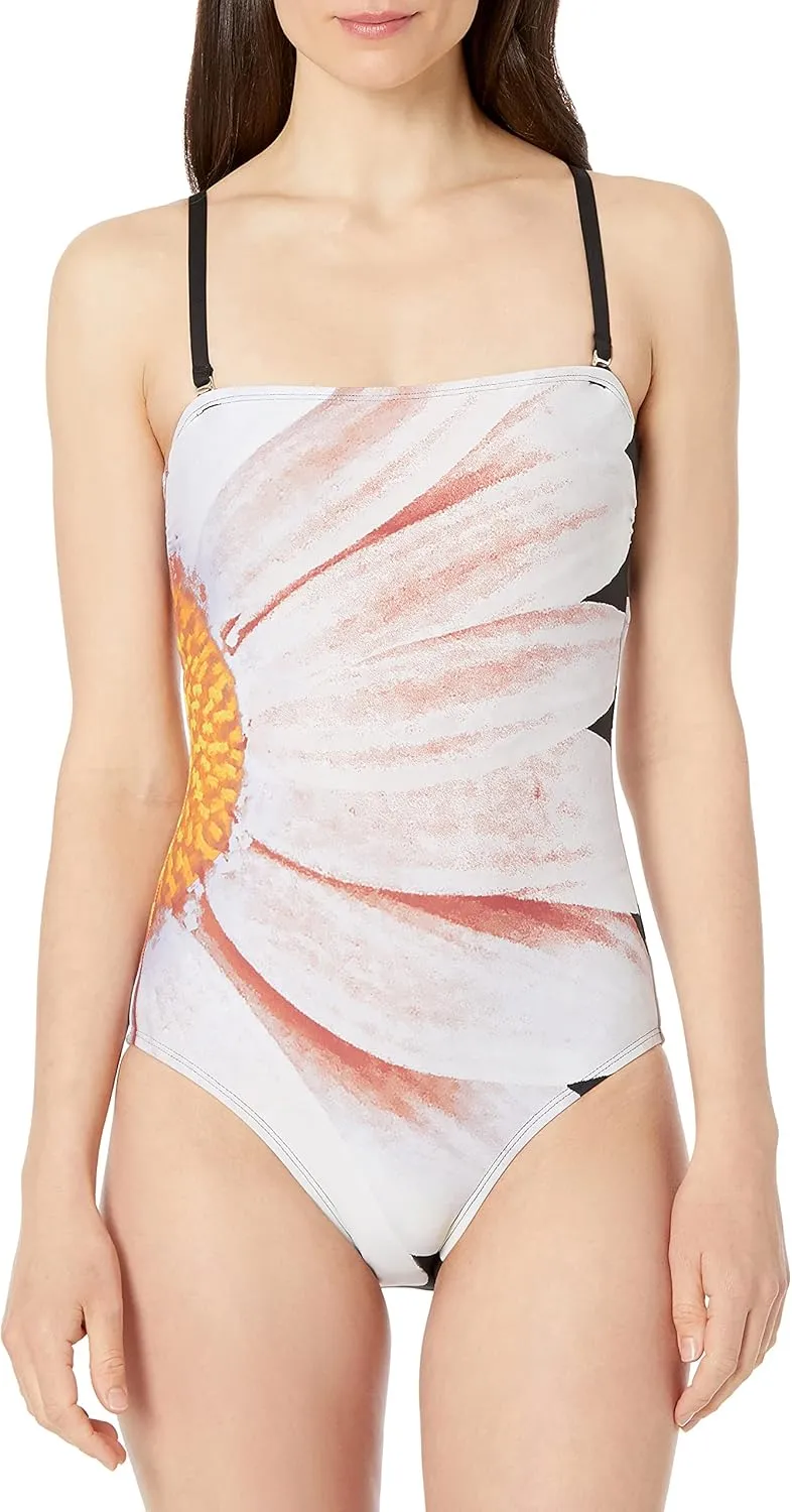 Calvin Klein Women's Classic Bandeau One Piece Swimsuit with Tummy Control