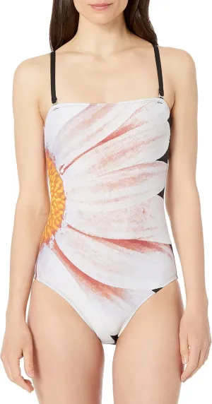 Calvin Klein Women's Classic Bandeau One Piece Swimsuit with Tummy Control