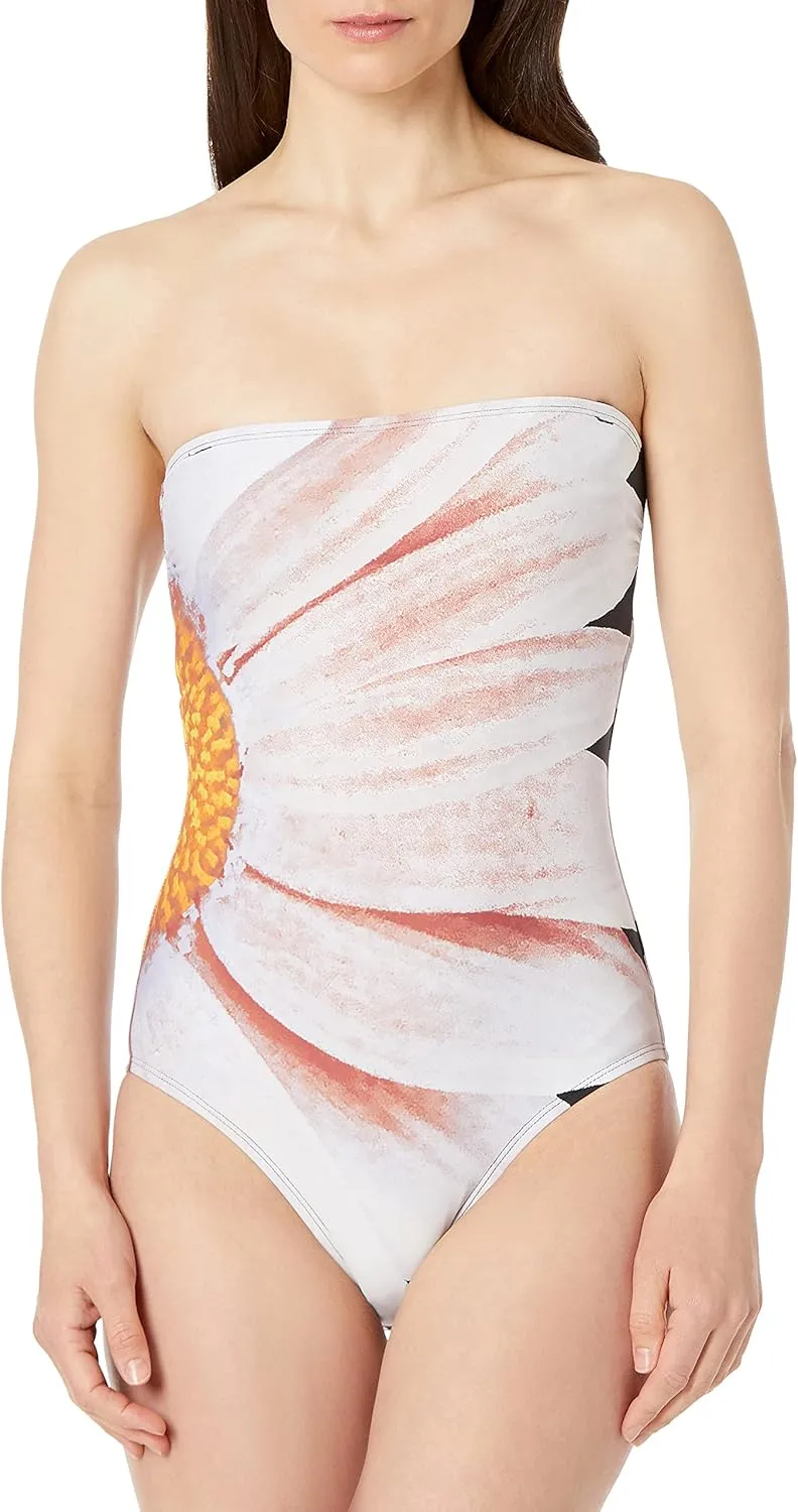 Calvin Klein Women's Classic Bandeau One Piece Swimsuit with Tummy Control