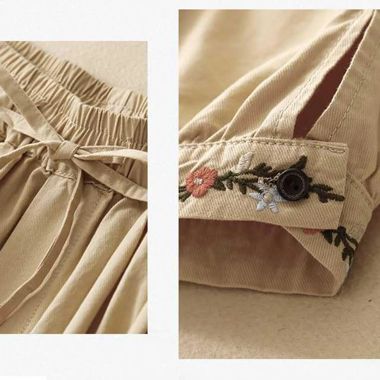 Casual Linen Shorts for Women High Waisted Wide Leg Drawstring Shorts Summer Embroidery Beach Shorts 2025 Outfit