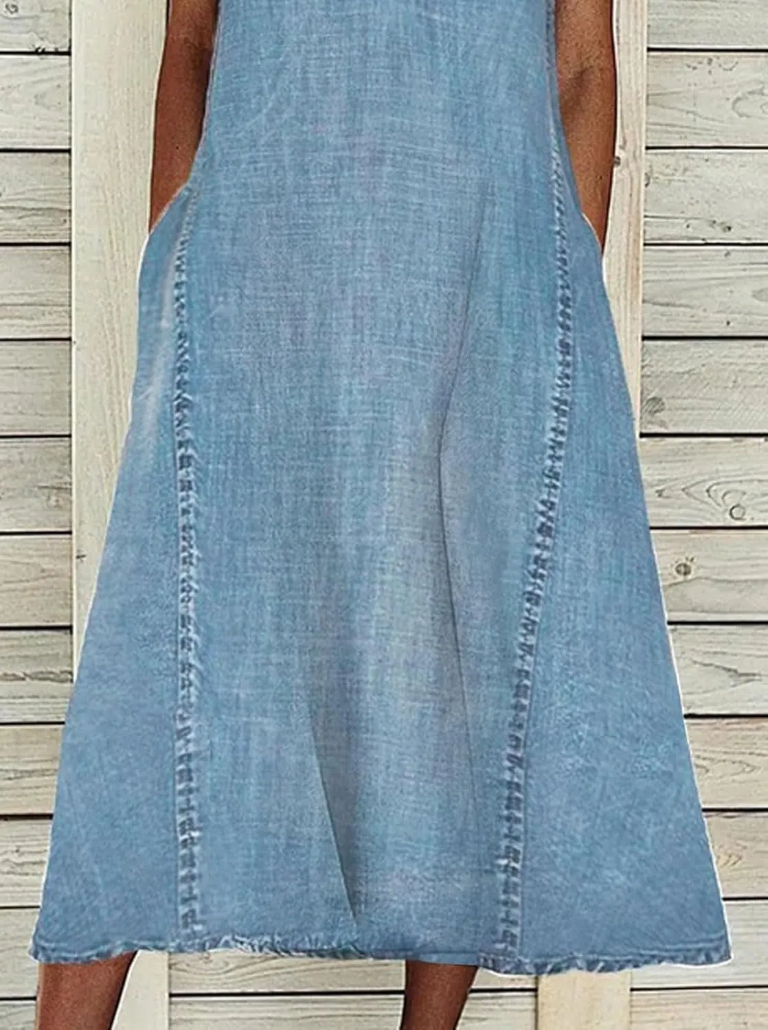 CHARTOU Women Casual Sleeveless Denim Midi Dress A Line Summer