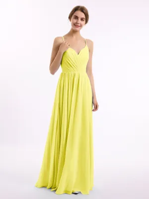 Chiffon Bridesmaid Dresses with Spaghetti Straps-Lemon Plus Size