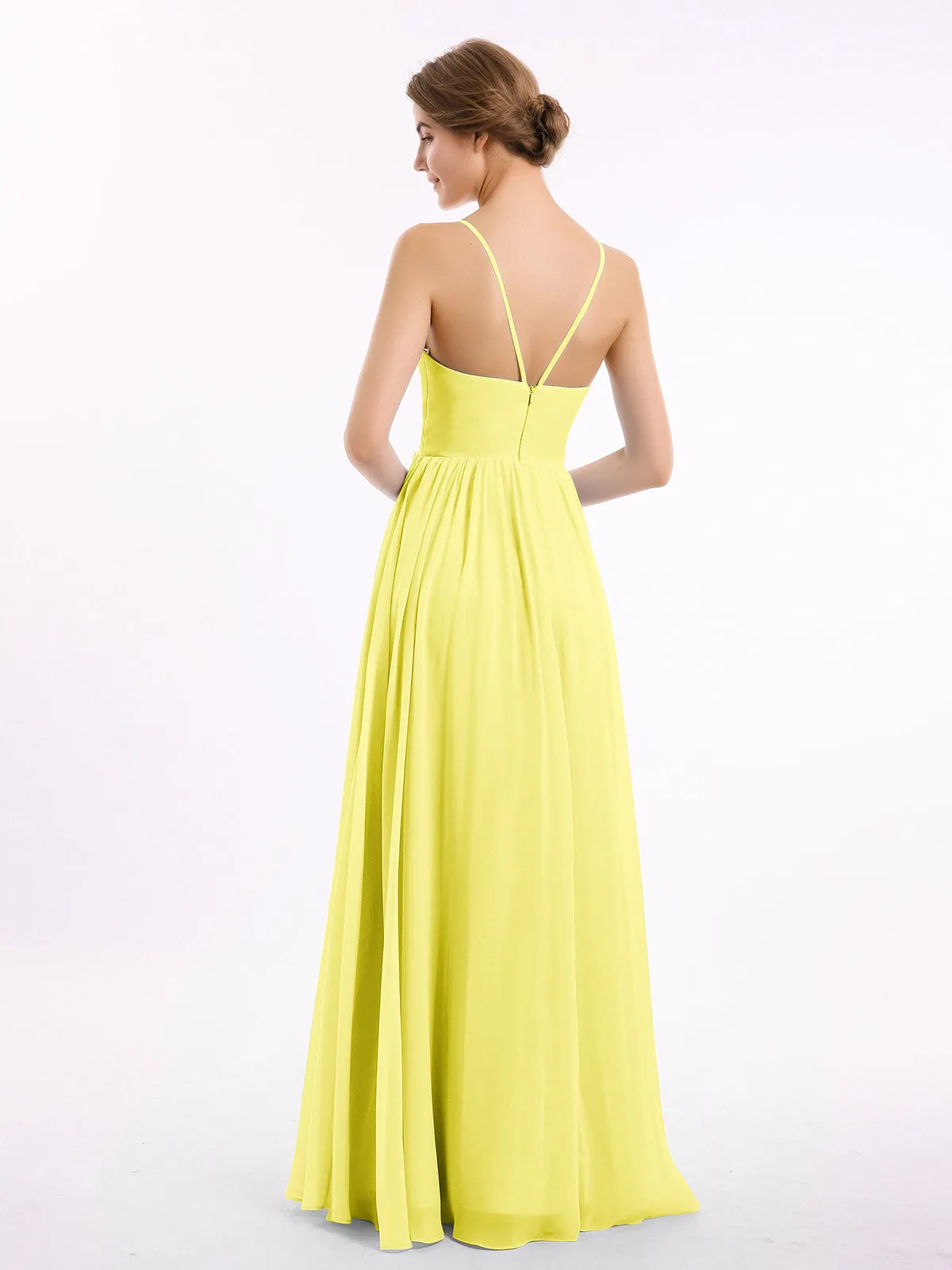 Chiffon Bridesmaid Dresses with Spaghetti Straps-Lemon Plus Size