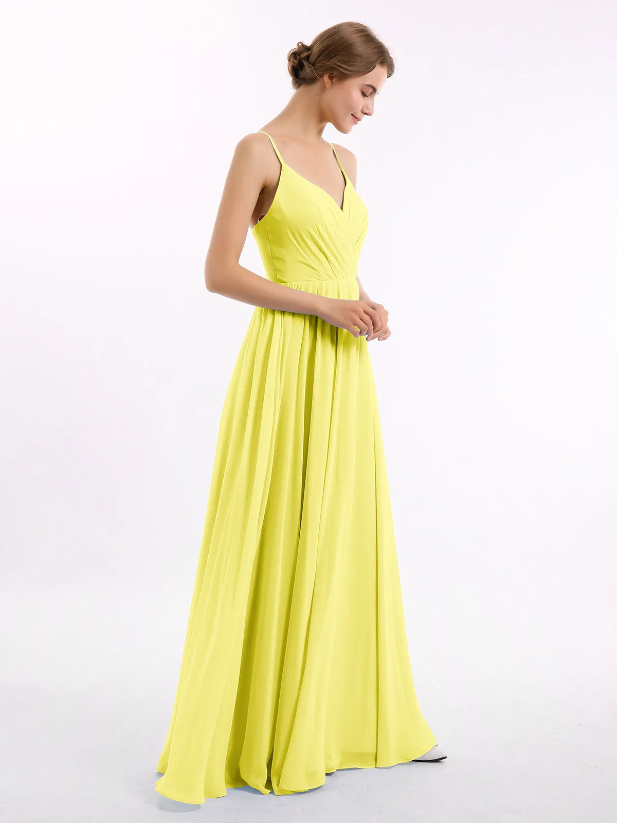Chiffon Bridesmaid Dresses with Spaghetti Straps-Lemon Plus Size